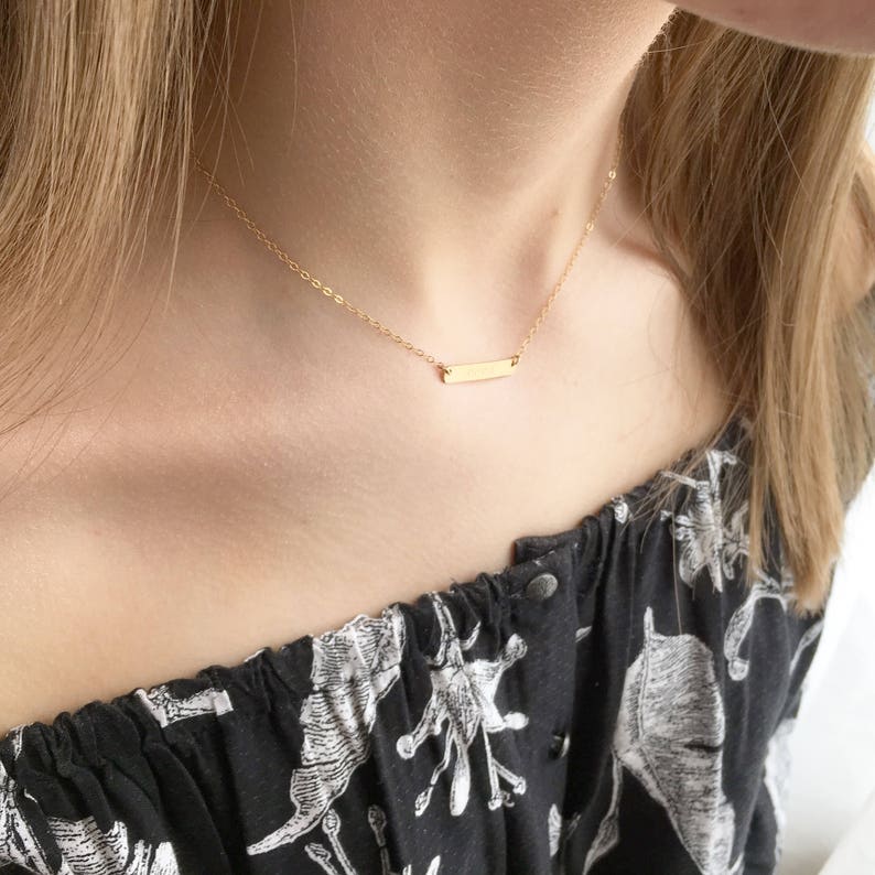 Best Friend Mother/'s Gift Personalized Gift Bar Necklace Bar Choker Mini Bar Necklace Name Bar Necklace Holiday Gift