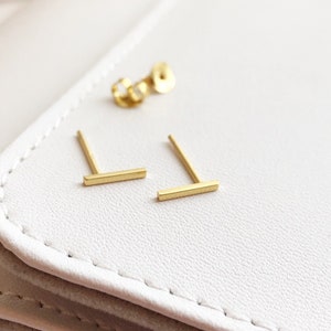 Tiny Bar Stud Earrings, Bar Earrings, Dainty Gold Bar Earrings, Gold Geometric Earrings, Mini Bar Post Earrings, Minimal Jewelry
