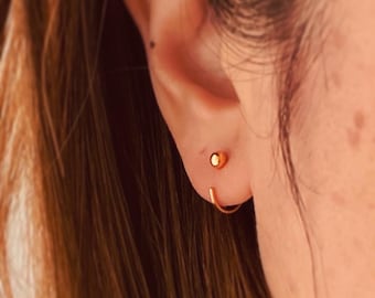 Sterling Silver Ball Huggie Hoop Earrings: Dainty Minimalist Style