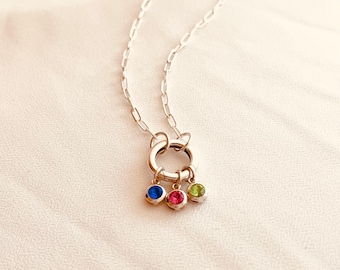 Sterling Silver Birthstone Necklace, Personalized Gifts