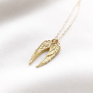 Angel Wings Necklace, Rose Gold Or Gold Angel Wings Necklace, Angel Wing Jewelry, Memorial Necklace, Gift for Her