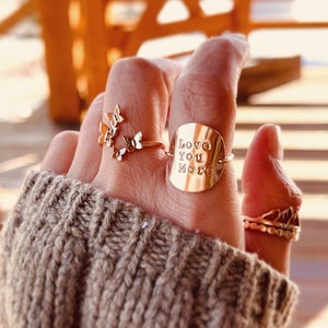 Quote Ring, Customized Ring, Disc Ring, Personalized Ring, Message Rings, Statement Ring, Initial Ring, Birthday Gifts, Mothers Gift