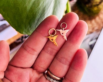 Hummingbird Charm: Sterling Silver or Gold Pendant