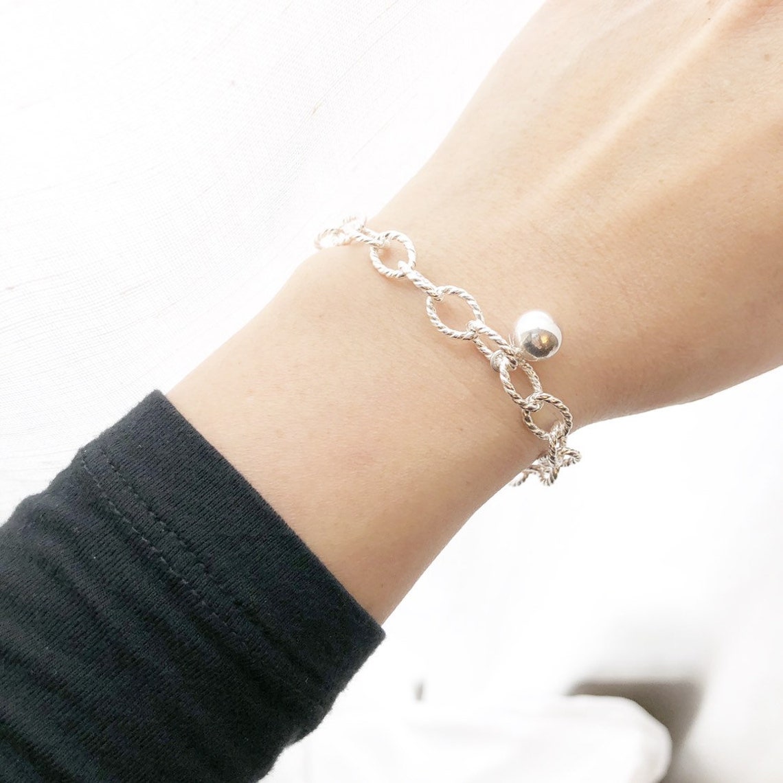Sterling Silver Ball Bracelet Chain Ball Bracelet Chain Etsy