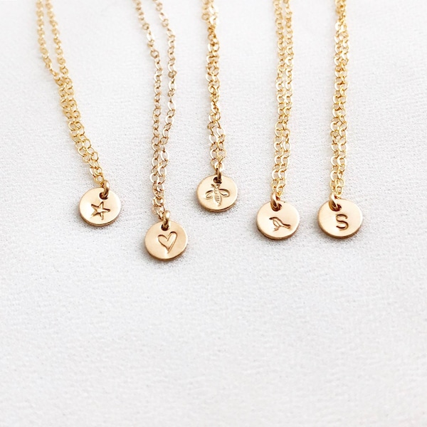 Custom Symbol Necklace | Gold Initial Necklace | Tiny Disk Necklace | Personalized Gift | Gift For Her