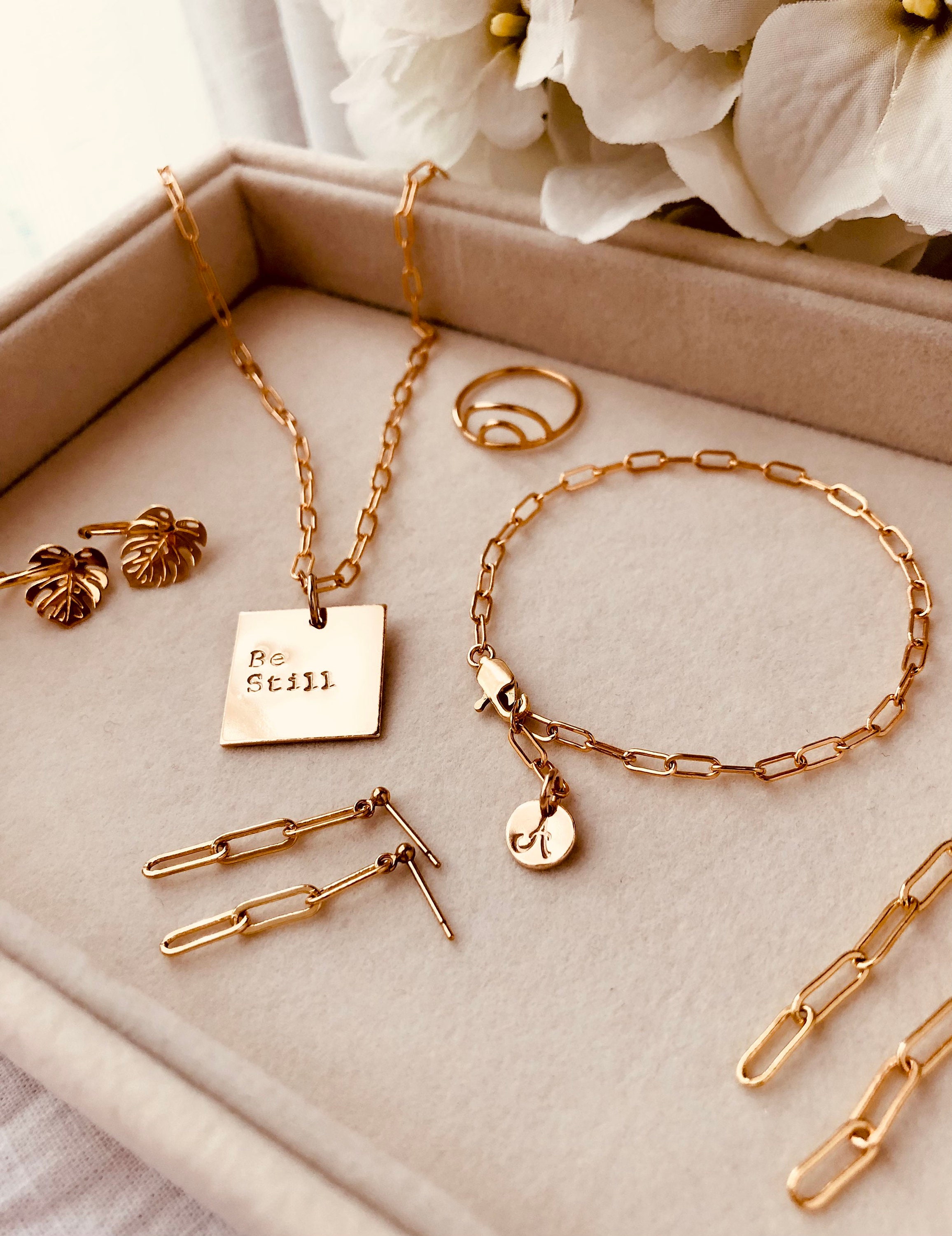 Initial Charm Bracelet Paperclip Chain Bracelet Everyday Etsy