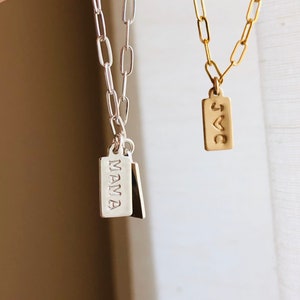 Initial Necklace, Mini Tag Necklace, Tag Necklace, Custom Initial Necklace, Personalized Gifts, Valentines Day Gift For Her