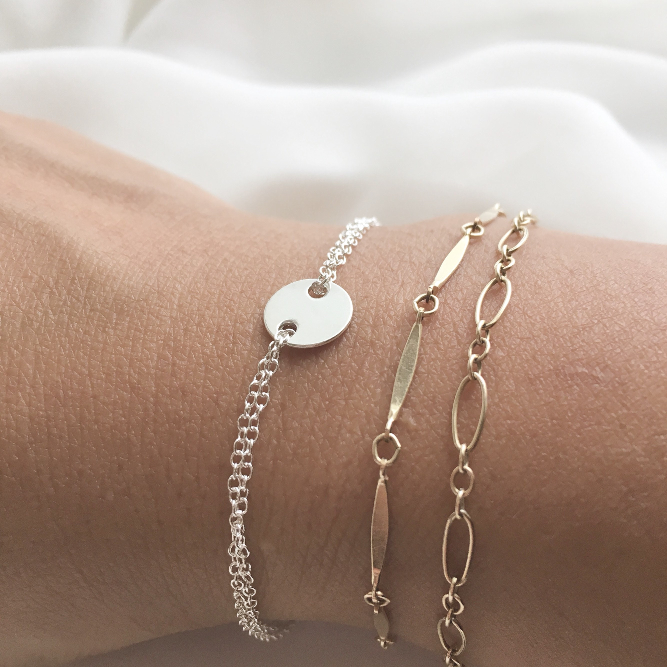 Initial Bracelet Double Strand Initial Bracelet Personalized Etsy