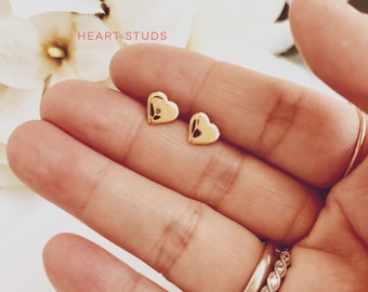 Heart Stud Earrings, Valentines Gift, Heart Studs, Little Heart Stud Earrings, Holiday Gift, Mothers Gift, Birthday Gift, Ready-To-Ship