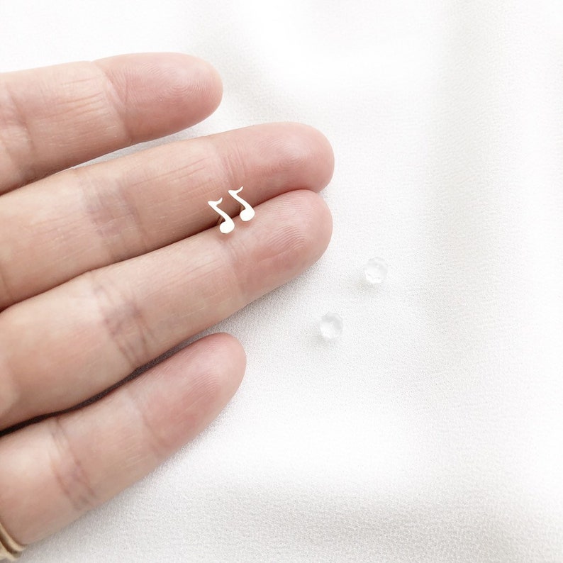 Symbolic Jewelry 14K Solid Gold Music Note Stud Earrings Graduation Gift Musician Gift Eighth Note Earrings Music Gift 8th Note Studs