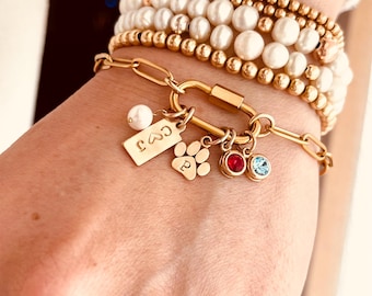 Mother's Day Gift Charm Link Bracelet | Build Your Story | Everyday Charm Bracelet | Waterproof