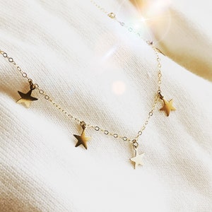 Star Necklace, Star Choker Necklace, Minimalist Jewelry, 14K Gold Star Choker, Star Jewelry, Layering Necklace, Gifts For Her