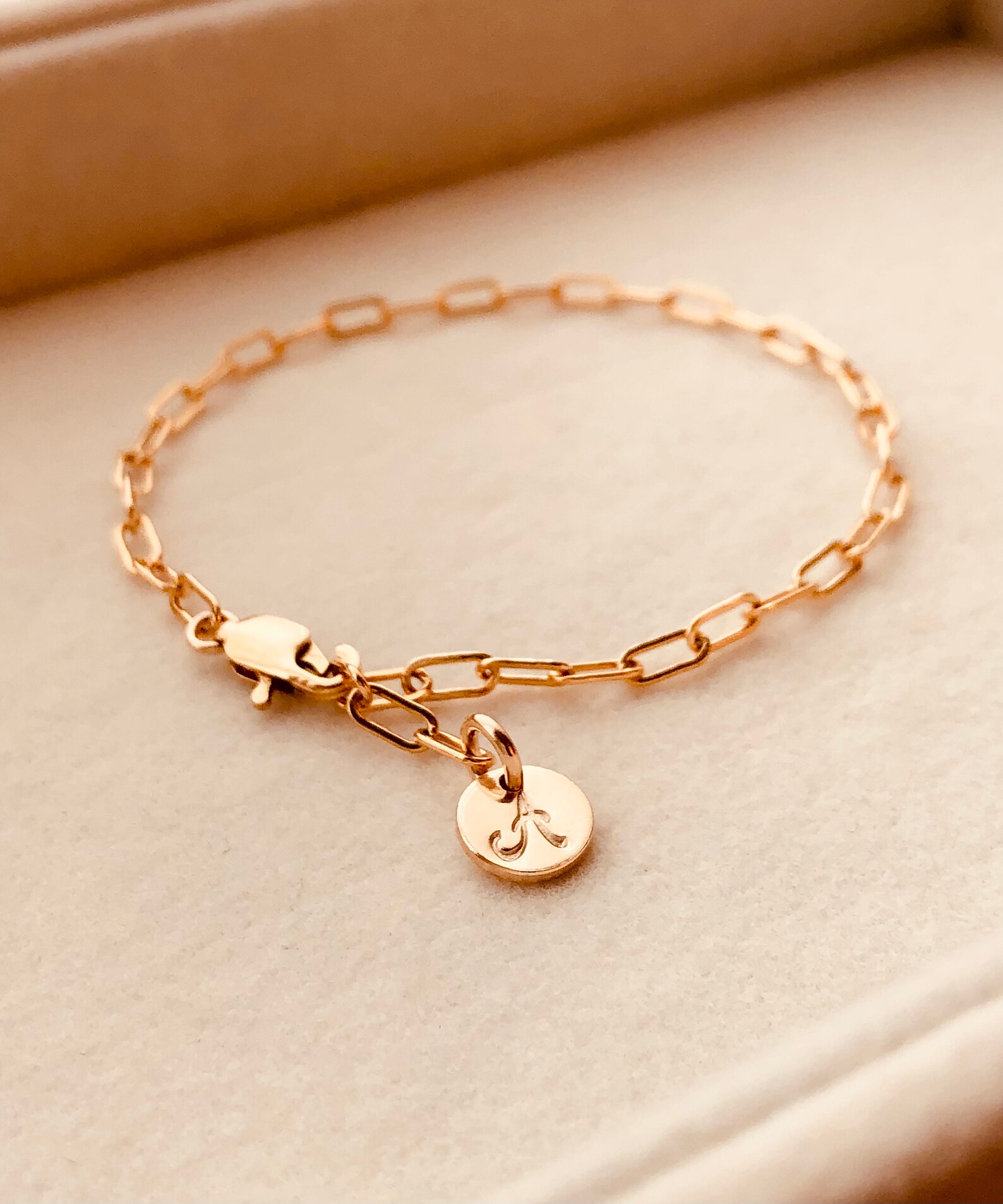 Initial Charm Bracelet Paperclip Chain Bracelet Everyday Etsy