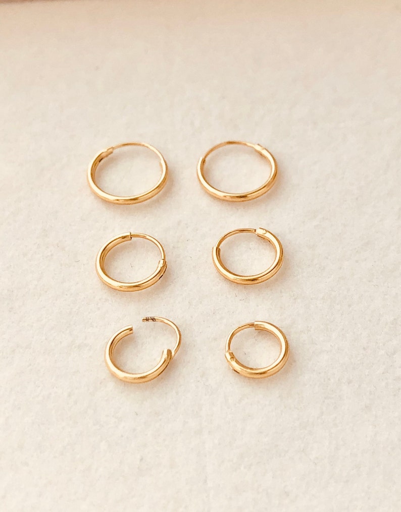 Tiny Huggie Hoop Earrings Set, Endless Hoop Earrings SET, Set of 3 Hoop Earrings 3 Sizes, Gift Set, Dainty Huggie Earrings, Gift For Her image 1