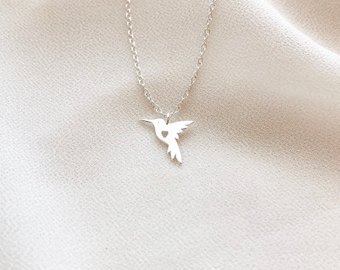 Sterling Silver Hummingbird Necklace, Bird Jewelry, Hummingbird Necklace, Bird Necklace, Everyday Jewelry, Holiday Gift, Ready-To-Ship