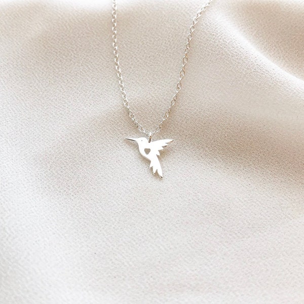 Sterling Silver Hummingbird Necklace, Dainty Bird Necklace, Hummingbird Necklace, Bird Necklace, Holiday Gift, Gift For Her, Ready-To-Ship