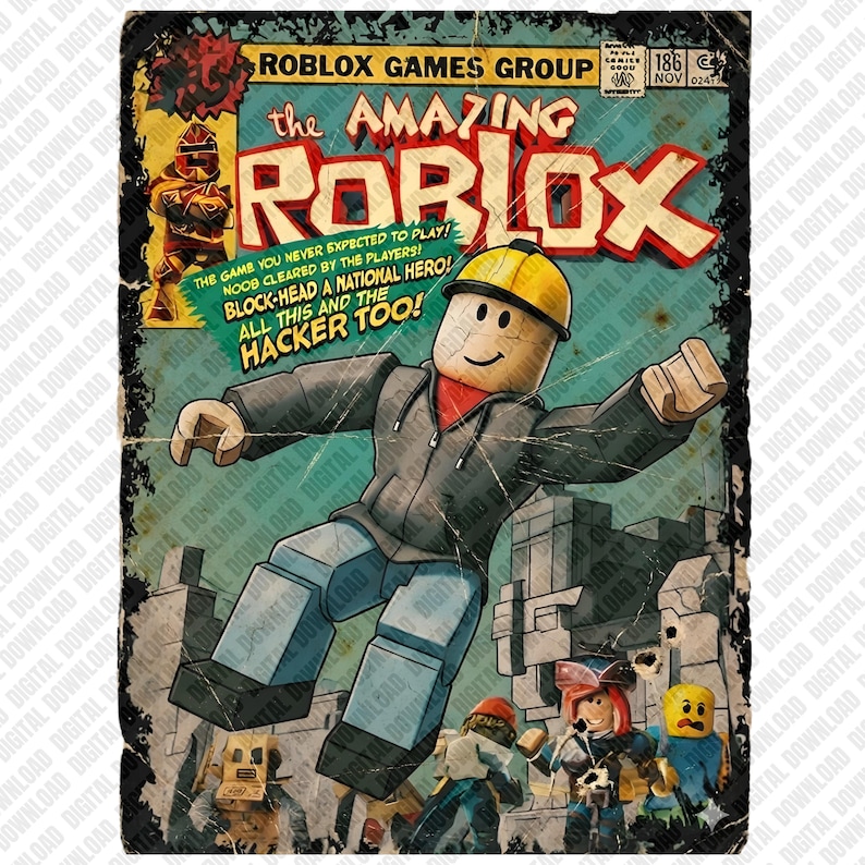 Retro Robox R Retro Roblox Comic Cover PNG, Vintage Gamer Sublimation Design, Video ...