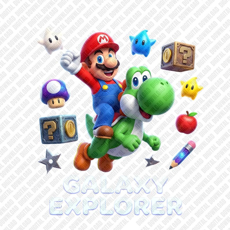 Super Mario Galaxy Explorer PNG, Yoshi Nintendo Sublimation Design ...