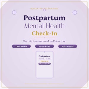 Diário de Saúde Mental Pós-Parto | Aplicativo Digital Interativo, Caderno de Exercícios em PDF para Impressão