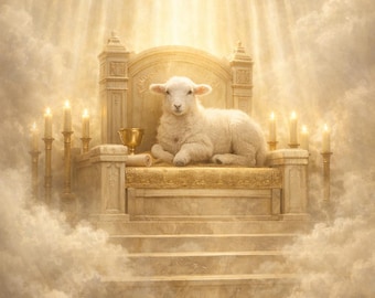 Lamb of God Canvas | Jesus Throne Christian Wall Art | Heavenly Bible Artwork | Faith Decor