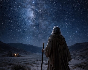 Abraham Under the Stars Wall Art | Biblical Poster | Christian Wall Decor | Genesis Bible Artwork | Faith Wall Decor