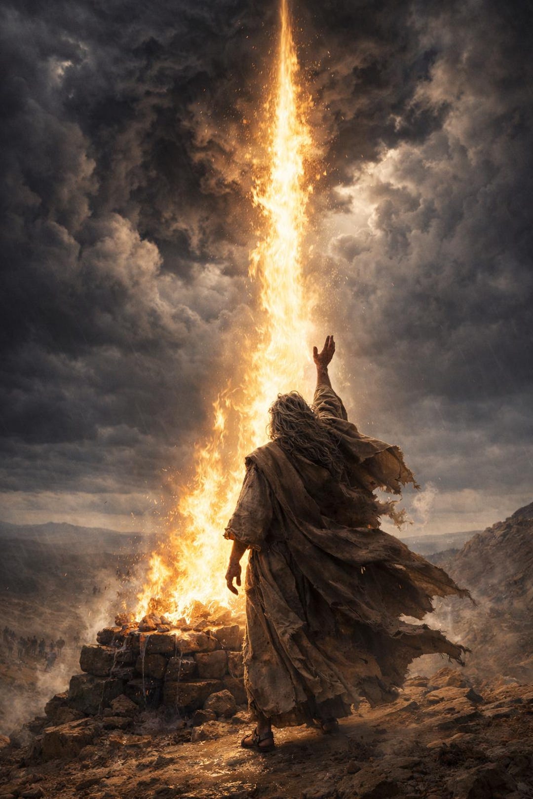Elijah Calling Fire Wall Art | Prophet Elijah Poster | Biblical Canvas ...