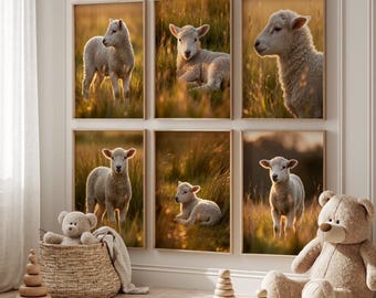 Lamb Wall Art Bundel van 12: afdrukbaar decor boerderij kinderkamer
