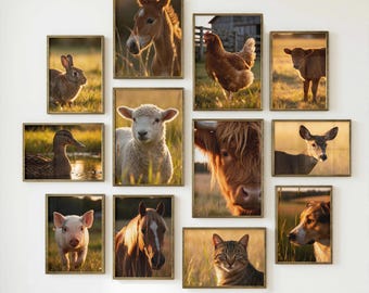 Platteland dieren muurkunst Bundel van 34: rustiek boerderij afdrukbaar decor