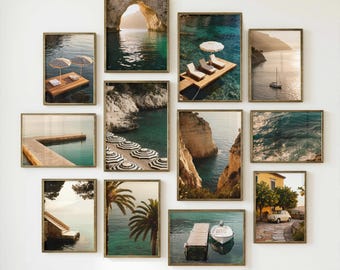 Mediterrane muurkunstbundel van 50: kust-oceaanfotografie, afdrukbaar Europees zomerdecor
