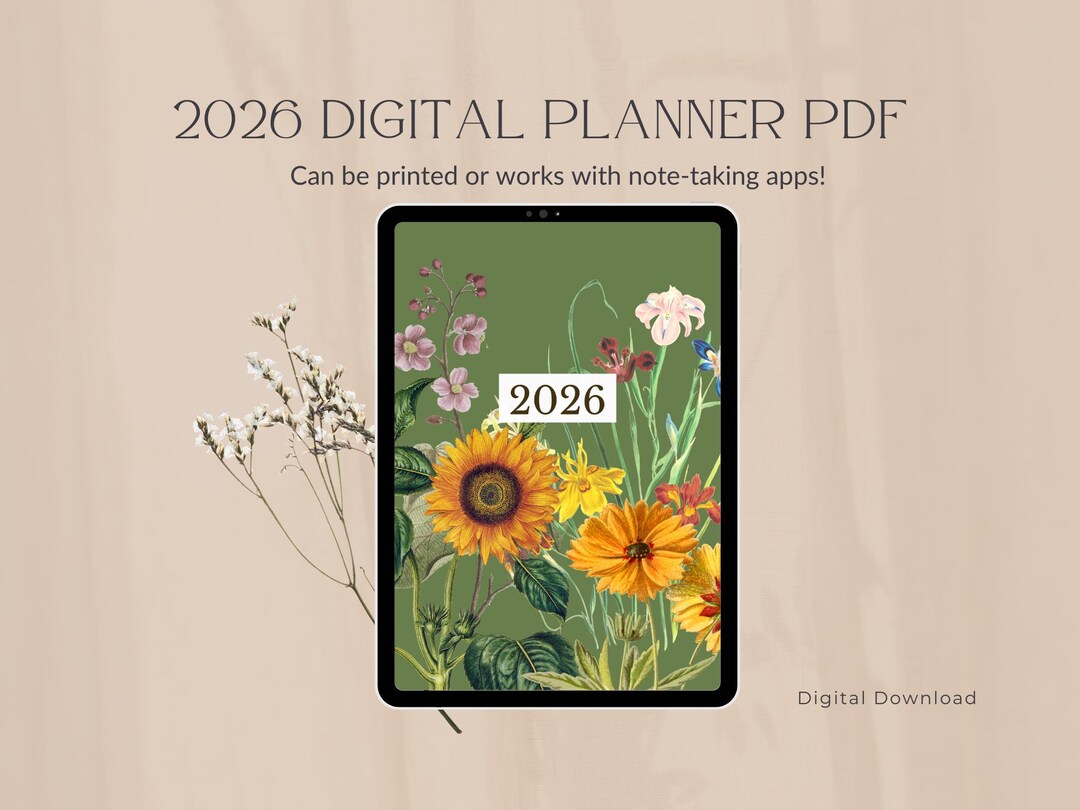 2026 Sunflower Planner Printable – Floral Weekly & Monthly PDF ...