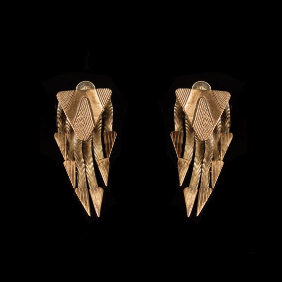 Art Deco Snake Chain Tassel Earrings / Clip on / S