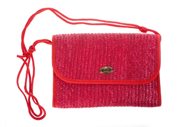 1970's Red Straw Shoulder Bag - image 3