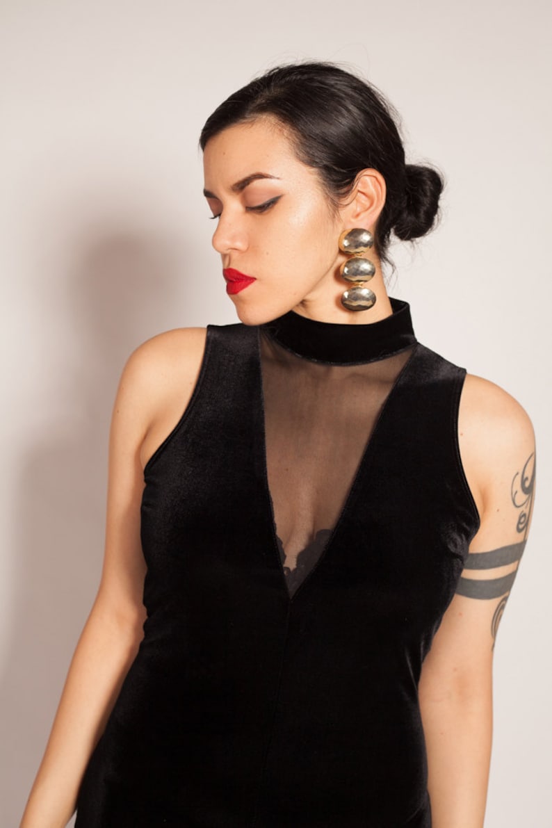 Vintage Koji Yohji bodysuit velvet and sheer Glamorous