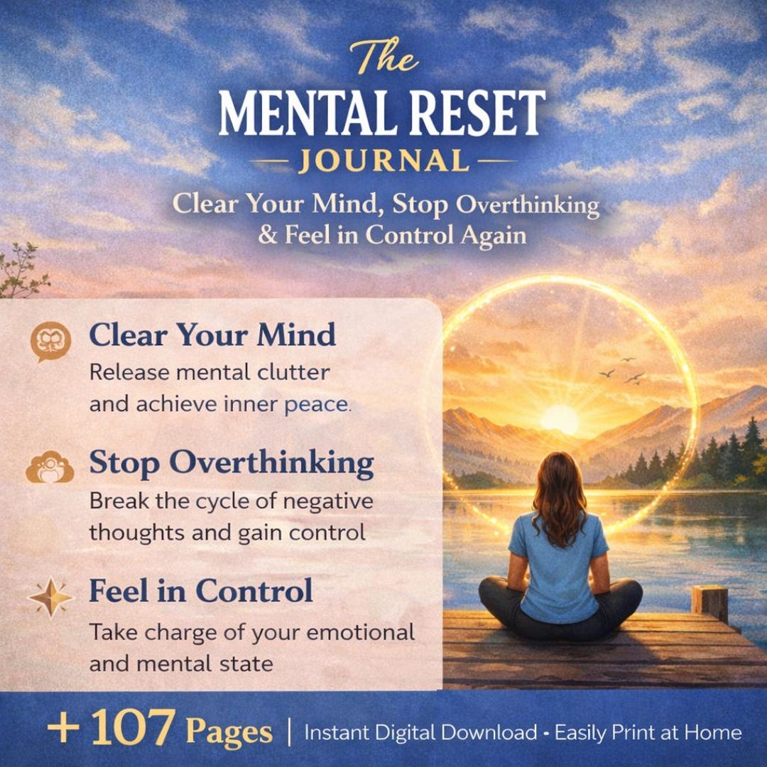 Mental Reset Journal Printable PDF | Anxiety & Overthinking Workbook ...
