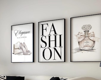 Beige Heels Poster Set & Perfume Print | Neutral Wall Art | Fashion Illustration | Printable Art | Modern Home Decor