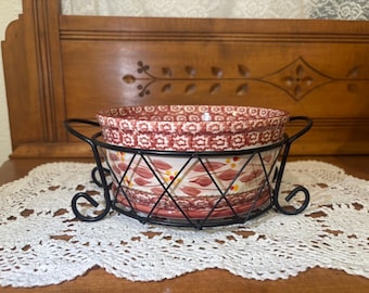 Temptations by Tara “Old World Cranberry” 1.5qt Casserole Dish - 3 Piece Set