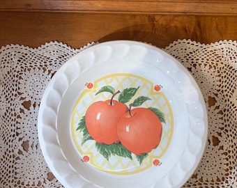 Vintage Himark Golden Pie Collection Ceramic Pie Dish, Featuring a “Farmer’s Market” Apple Design