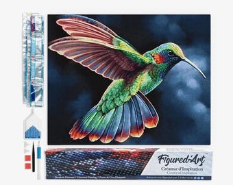 Hummingbird Diamond Painting Kit 16x20 | Full Drill Square Bird Art (DIY Mosaic Canvas)