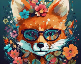 Wise Guy Fox Diamond Painting Kit | Colorful Woodland Animal Art (9.8x9.8)