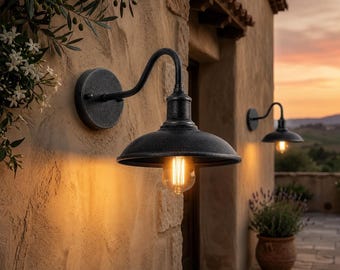 Outdoor Vintage Wall Sconce, Waterproof IP65 Black Iron Porch Light, Retro E27 Garden Lamp for Patio, Balcony, Courtyard
