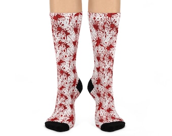 CRIME SHOW Addicts Blood Splatter Crew Socks True Crime CSI 48 Hours