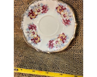 Original Napco Hand Painted China Tea Saucer Pansy Floral Flower Design
