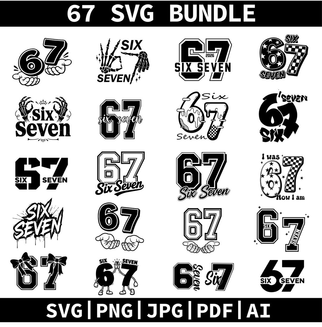 67 Meme SVG Bundle, Viral Six Seven Hand Gesture Cut File (commercial ...
