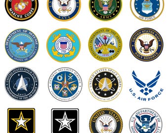 Paquete de logotipos militares de EE. UU. / Ejército, Armada, Fuerza Aérea, Infantería de Marina SVG (Descarga digital)