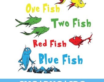 Un pez, dos peces, pez rojo, pez azul SVG, Grupo de lectura (Descarga digital)