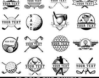 Paquete SVG de monograma de golf, diseño de golfista personalizado (descarga digital)