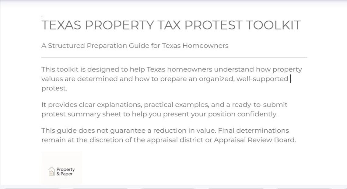 Texas Property Tax Protest Toolkit | Step-by-step Preparation Guide for ...