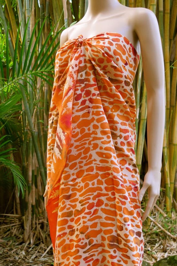 Orange cover up Beach Sarong Pareo Wrap Etsy