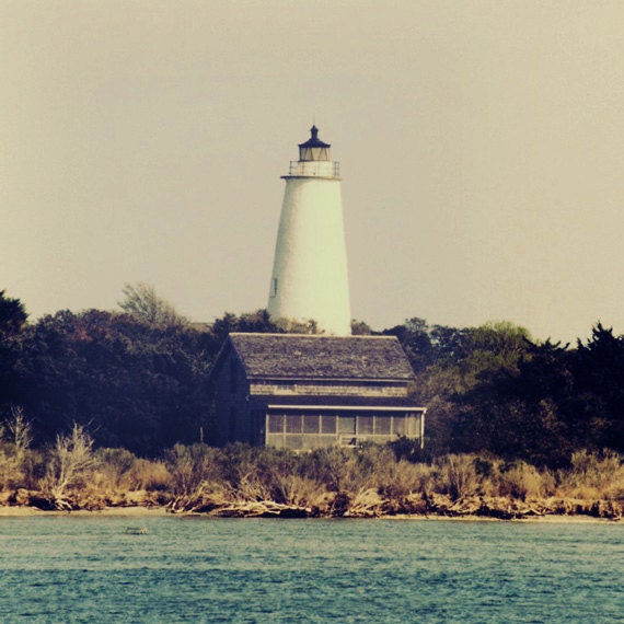Ocracoke Lighthouse Print Outer Banks North Carolina Beach Etsy