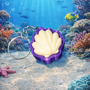 Seashell Clicker Keychain – Ocean Fidget Toy, Stress Relief Accessory